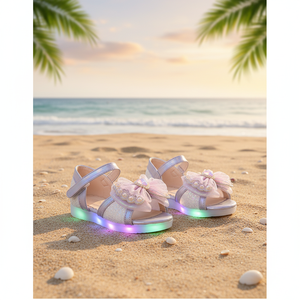 OZKIZ Korean Style Lighted Kids Summer <b>Sandals</b> 2-6 Years Old Open Toe Polyester Lining Bow Wholesale Fashion for Girls - Product Image 3