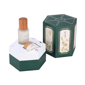 Golden Supplier OEM Hexagon Shape Irregular White Gift Box for Cosmetic Skincare Packaging Box Candle Jar Gift Box