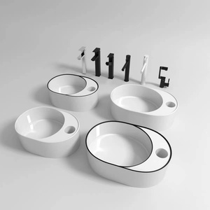 <strong>Big</strong> New Arrival Art Table <strong>Basin</strong> Ceramic Oval Shape Wash <strong>Basin</strong> Including Console Concealed Launching Countertop Sink - Product Image 4