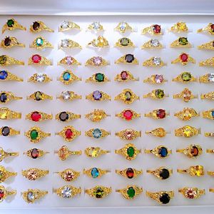 <b>Cheap</b> Classic Gold Plated Cubic 4 Claw <b>Crystal</b> Zircon Ring Design Mix Stone Diamond Rhinestone Engagement Finger Rings for Women - Product Image 4
