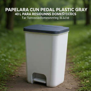 Pattumiera con Pedale in Plastica Grigia 40 L per Rifiuti Domestici - Product Image 3