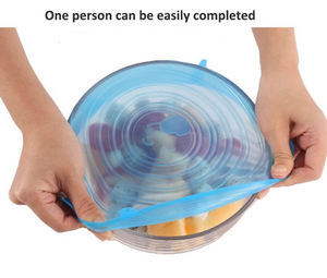 6 pièces couvercles alimentaires réutilisables aliments frais couvre couvercles extensibles en silicone - Product Image 4