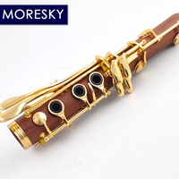 MORESKY Professional Rosewood & Mopane Soprano Clarinet A-Tune 17 Golden Keys Customized in La MA68 with Nickel Silver Surface