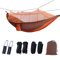 Hamac pliable léger pour une personne, avec moustiquaire, en nylon, capacité 200 kg, utilisable en toutes saisons, avec sac de rangement