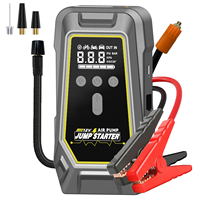 Démarreur de batterie portable avec compresseur d'air 150 PSI, gonfleur de pneus de voiture avec arrêt automatique, lampe LED d'urgence