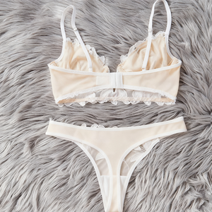 Conjunto de Lencería Sexy de Encaje Transparente para Mujer 2026, Ropa Interior Transparente para Chicas Adultas con Volantes y Malla, Incluye Sujetador y Braguita - Product Image 5