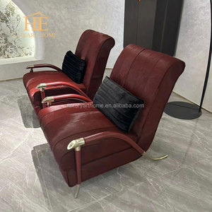 Salon de luxe italien <span class=keywords><strong>fauteuil</strong></span> <span class=keywords><strong>relax</strong></span> <span class=keywords><strong>en</strong></span> <span class=keywords><strong>cuir</strong></span> véritable crin <span class=keywords><strong>rouge</strong></span> <span class=keywords><strong>fauteuil</strong></span> d'appoint moderne de luxe - Product Image 3