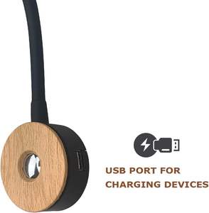 12v הוביל אור אור אור קיר עם USB, מתג מגע, מנורת קריאה מעץ לגרגר - Product Image 4