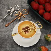 LFS 304 acier inoxydable arc créatif or cuillère à café cuillère à remuer cuillère en forme de coeur