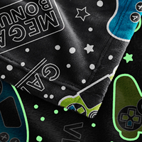 Couverture douillette en polaire tricotée 100 % polyester, qui brille dans le noir, motif étoiles et lune, pour enfants (garçons et filles), cadeau, usine GRS