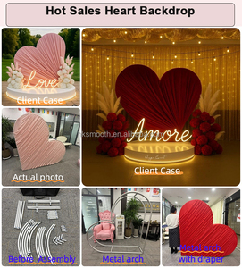 Arche en métal personnalisée en forme de cœur avec housse en tissu, arche en tissu à volants en forme de cœur rouge pour la décoration de mariage - Product Image 4