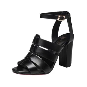 G127 block-Sandalias de tacón alto para mujer, estilo Gladiador, color negro