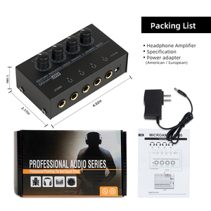 Ha400 siêu nhỏ gọn 4 kênh Tai nghe âm thanh stereo amp microamp khuếch đại EU US UK Bộ chuyển đổi ha400 Stereo Tai nghe khuếch đại - Product Image 6
