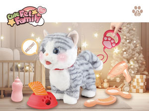 Elektrikli Peluş Evcil Hayvan Yavru Kedi, Tasma, Mama Kabı ve Aksesuarları ile - Müzik, Konuşma, Yürüme, Dil Yalama ve Sarılma Özellikleri - Product Image 4
