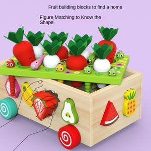 Jeu de société éducatif pour <span class=keywords><strong>enfants</strong></span> jouets ferme radis voiture d'intelligence en bois pour 1-3 ans accumulation assortie 2 cadeaux - Product Image 3