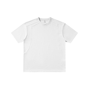 Camiseta Básica de Manga Corta para Hombre, 100% Algodón de Alto Gramaje, con Detalle de Costura en Paneles, Holgada, Oversize, Lisa, con Logotipo Personalizado, Venta al por Mayor - Product Image 4