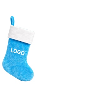 Chaussette de Noël en peluche personnalisée avec bordure en fourrure lisse ou longue, plusieurs couleurs, pour cadeaux de fêtes, personnalisation du logo et approvisionnement en détail - Product Image 1