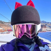 Gorro para Casco de Esquí con un Lindo Lazo Grande, Estilo de Dibujos Animados, Cálido, de Fibra Acrílica, Cortavientos, para Snowboard, Esquí, Ciclismo, Parapente
