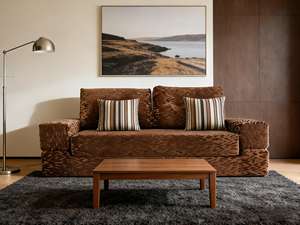 Canapé extensible en velours imprimé léopard marron, compressé sous vide, gain de place, taille personnalisée pour hôtel, appartement et atelier - Product Image 3