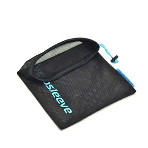 Black Nylon Polyester Drawstring Bag With Mesh For Promotion