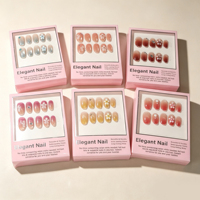 12 pièces Nouveau design Faux ongles œil de chat en acrylique à presser, motif fleur dorée 3D, taille moyenne, couvrance totale, avec colle, vente en gros