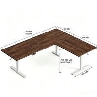 Grand bureau d'angle en forme de L, spacieux, avec réglage électrique de la hauteur, table à 3 pieds pour un espace de travail professionnel