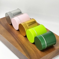 Prix usine Boîte cylindrique mate à double couvercle, en fer blanc, recyclable, de qualité alimentaire, pour matcha, personnalisée, 50g 60*68mm