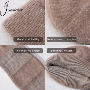 Jxwatcher <strong>Women</strong> Cuffed Soft Winter Warm Cozy Fuzzy Knitted Hat Double Layer Thick Custom Fluffy <strong>Cashmere</strong> Skullcap <strong>Beanie</strong> Blank - Product Image 5
