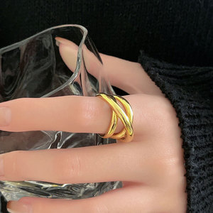 Línea geométrica de moda 925 anillo de plata para Mujeres Hombres 18K chapado en oro plata esterlina 925 ajustable anillo abierto joyería al por mayor - Product Image 2