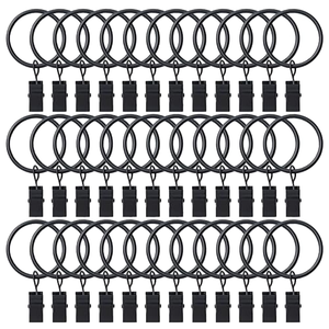Lot de 10 anneaux de rideau en métal et pinces à rideaux, diamètre 1,26 pouce, pour tringles à rideaux de 1,26 pouce - Product Image 1