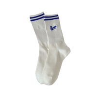 Chaussettes de sport mi-mollet en coton brodées à deux lettres, style coréen, absorbantes, pour femme, printemps