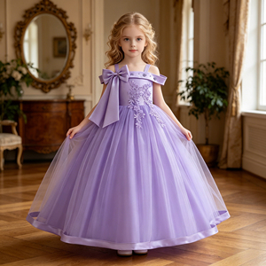 MQATZ Abito da Sera in Raso Stile Principessa per Adolescenti e Bambine ALP-0028 Outfit per Compleanno - Product Image 2