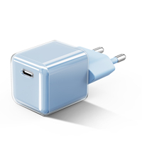 Chargeur mural portable USB C 20W à charge rapide, plusieurs couleurs, style boîtier transparent pour iPhone 16 15 13 Pro Max