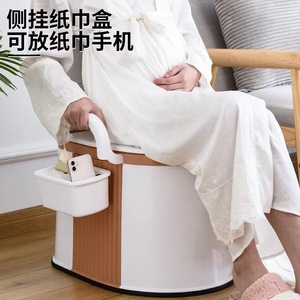 Inodoro Portátil para Ancianos y Mujeres Embarazadas, de Plástico, para Uso en Interiores y Exteriores, con Bandeja Lateral para Pañuelos y Teléfono - Product Image 1