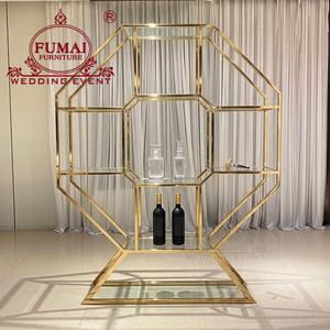Wedding Event Decoration Modern Fashion Freestanding Steel Glass Wine Rack with Bar Back Components - Product Image 1