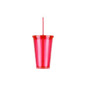 Vaso con Pajita de Doble Pared, Gran Capacidad, Minimalista, Resistente a Fugas, Color Rojo Rosado, para Mujer, 2026 - Product Image 1