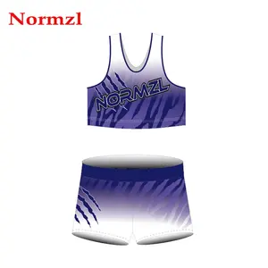 Customized Design Girls Cheerleader Costume Spandex Cheerleading Top With Shorts