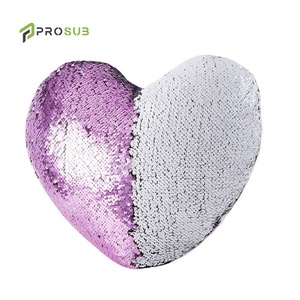 Prosub Wholesale Custom Print Reversible Glitter <strong>Sequin</strong> <strong>Cushions</strong> Cover Sublimation Heart Pillow Sublimation <strong>Sequin</strong> Pillow Cases - Product Image 5