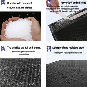 Sacs d'expédition en polyéthylène noir imperméables avec impression de logo personnalisée, enveloppes à bulles express pour l'expédition - Product Image 5