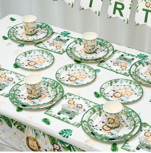 <span class=keywords><strong>Jungle</strong></span> Animal <span class=keywords><strong>Anniversaire</strong></span> Bébé Douche Assiettes En Papier Jetables Vaisselle Décor De Fête Garçon 1er Sauvage Une Fête D'<span class=keywords><strong>anniversaire</strong></span> Fournitures - Product Image 6
