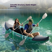 Kayak gonflable en PVC pour deux personnes, longueur 3,1-4 m, capacité 163 kg, sièges réglables, résistant à l'abrasion, pour la pêche
