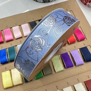 Pita Satin Mawar Perak 2.5cm, Pita Buatan Tangan untuk Kerajinan Pembungkus Kado DIY - Product Image 3