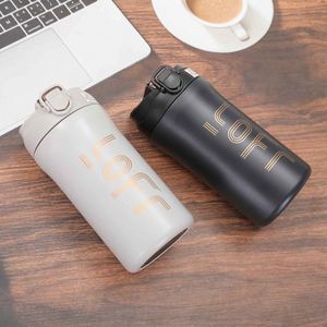 Stainless Steel Vacuum Tumbler <b>With</b> <b>Straw</b> Double Wall Insulated Black And White Minimalist Design For Office Travel - Product Image 2