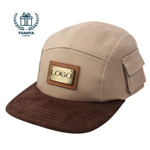 High Quality Leather Metal Tags Corduroy Soft Flat Brim Hat with Custom Logo Promotional Hats & Caps