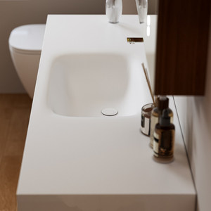 Meuble de salle de bain simple avec vasque intégrée en ardoise courbée à chaud sans joint - Product Image 3
