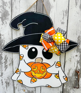 Décoration de porte d'Halloween, Panneau fantôme, Couronne d'Halloween, Décoration de porte d'automne, Couronne fantôme, Cadeaux d'Halloween, Décoration de fête d'Halloween - Product Image 2