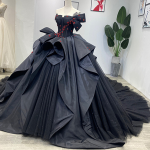 Robe de bal de soirée Jancember Wm012, robe de bal scintillante noire à fleurs, robe de soirée pour femmes - Product Image 3