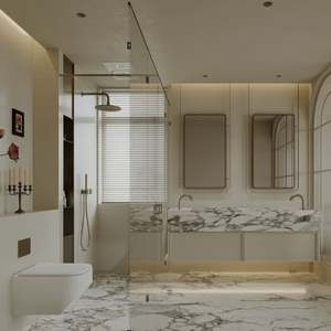 European Modern Modular <b>Kitchen</b> Cabinet with Melamine Board Acrylic & Marble Door Panels Customizable for Villa Apartment Use - Product Image 4