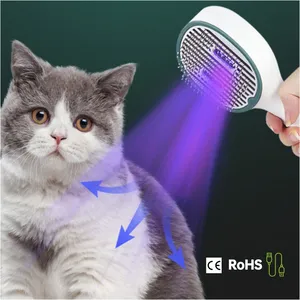 2023 new design USB charging self cleaning roller uv led pet hair remover cat brush for shedding and grooming