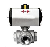 Vanne à boisseau sphérique pneumatique 3 voies en acier inoxydable de haute qualité et sûre, en promotion